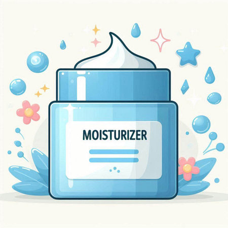 Cosmetic cream bottle with label. Vector illustration in cartoon style.のイラスト素材