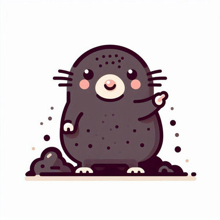 Funny mole. Vector illustration in flat style on white background.のイラスト素材