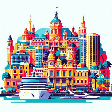 Cityscape of Hong Kong, China. Colorful vector illustration.のイラスト素材