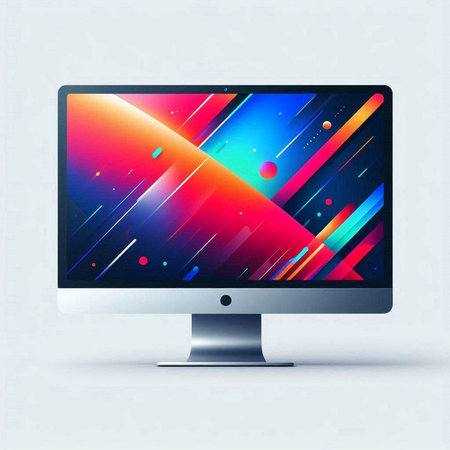 Computer monitor with colorful abstract background. Vector illustration. Eps 10.のイラスト素材