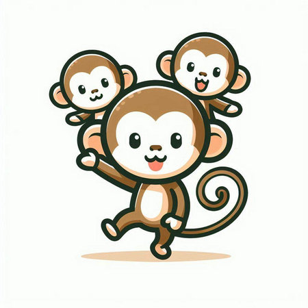 Cute monkey cartoon on white background. Vector illustration. Cute animal.のイラスト素材