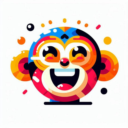 Colorful funny monkey face on a white background. Vector illustration.のイラスト素材