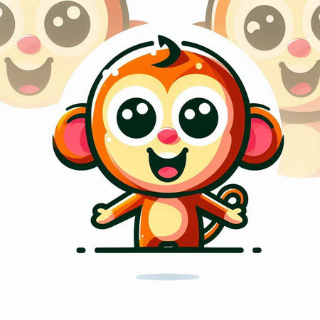Cute cartoon monkey with different expressions. Vector illustration for your designのイラスト素材