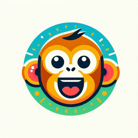 Vector illustration of a cute monkey in a circle. Cartoon character.のイラスト素材