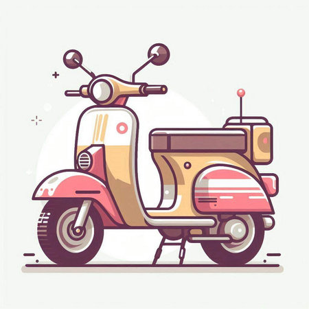 Retro scooter. Vintage scooter. Vector illustration in flat styleのイラスト素材