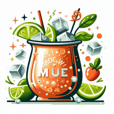 Cocktail mojito with lime, ice cubes and mint. Vector illustration.のイラスト素材