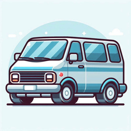 Illustration of a van on a white background. Vector illustration.のイラスト素材