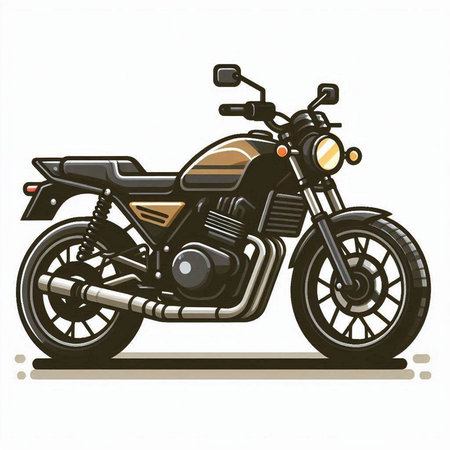 Vector illustration of a vintage chopper motorbike on white background.のイラスト素材