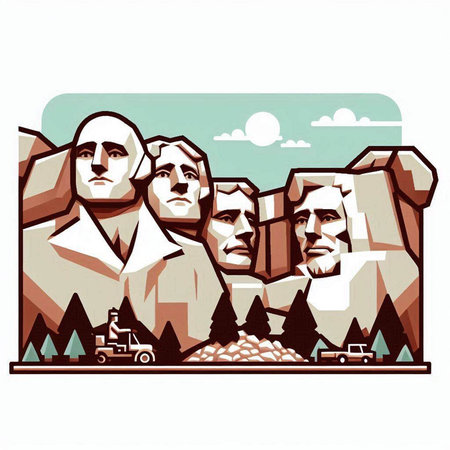 Mount Rushmore National Park, South Dakota, USA. Vector illustration.のイラスト素材