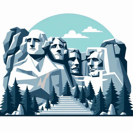 Mountain landscape with rocks, trees and people. Vector illustration.のイラスト素材