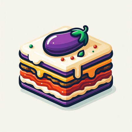 Illustration of eggplant sandwich with tomato sauce. Vector illustration.のイラスト素材