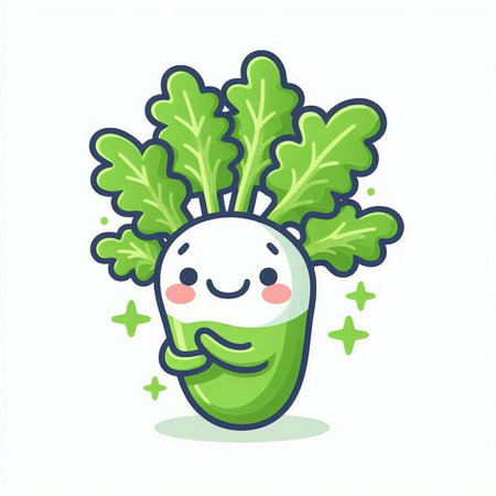 Cute radish character. Cute vegetable. Vector illustration.のイラスト素材