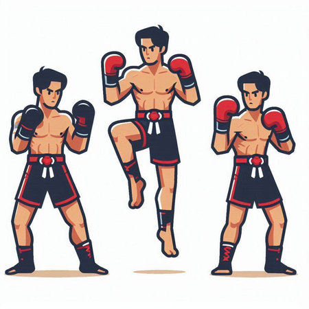 Boxing, kickboxing, muay thai, vector illustrationのイラスト素材