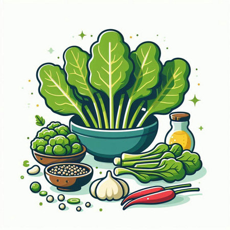 Vegetables in a bowl. Vector illustration on white background.のイラスト素材