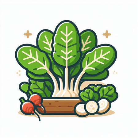 Vegetable icon. Cabbage, radish and beetroot. Vector illustration.のイラスト素材