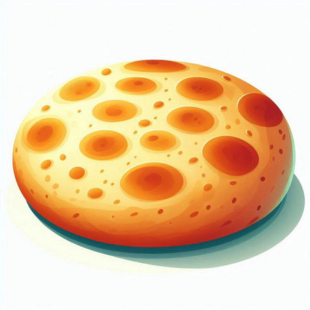 Illustration of a round cheese on a white background, vector illustrationのイラスト素材