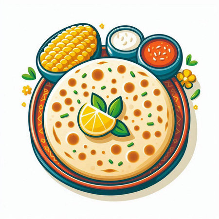 Illustration of a traditional mexican tortilla on a white backgroundのイラスト素材