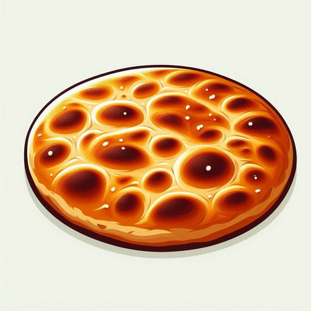 Illustration of a round pizza on white background, vector illustration.のイラスト素材