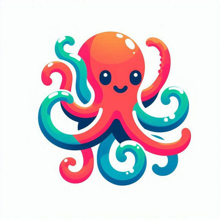 Cute cartoon octopus isolated on white background. Vector illustration.のイラスト素材