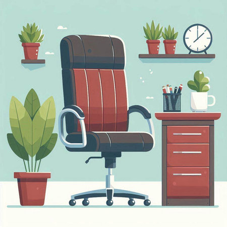 Office chair in the workplace. Vector illustration in flat cartoon style.のイラスト素材