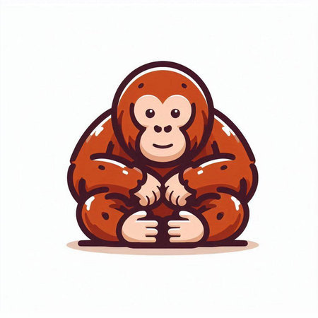 Vector illustration of a monkey sitting on a white background. Cartoon style.のイラスト素材