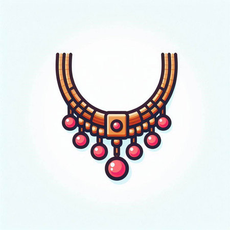 Necklace icon. Hand drawn illustration of Necklace icon for web designのイラスト素材
