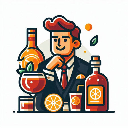 Cocktail barman. Vector illustration in flat cartoon style.のイラスト素材
