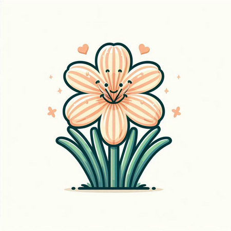 Cute hand drawn spring flower. Vector illustration in doodle style.のイラスト素材