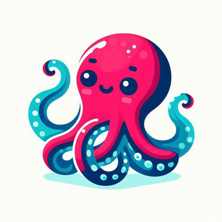 Cute cartoon octopus on a white background. Vector illustration.のイラスト素材