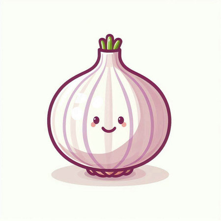 Cute cartoon onion. Vector illustration isolated on a white background.のイラスト素材