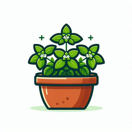 Illustration of a plant in a pot on a white background.のイラスト素材