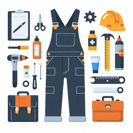 Set of tools and instruments for repair and construction. Vector illustration.のイラスト素材