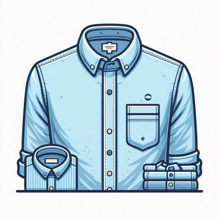 Men's shirt with a collar and a belt. Vector illustration.のイラスト素材