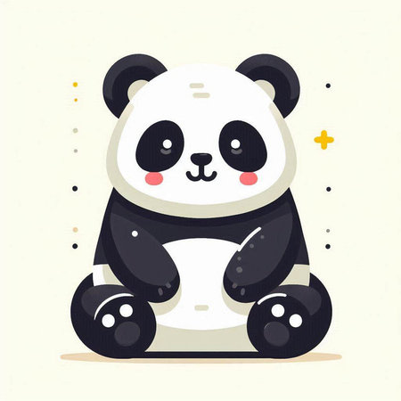 Cute panda bear sitting on the floor. Vector illustration.のイラスト素材