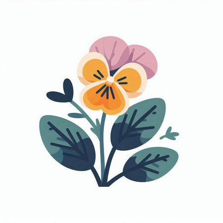 Hand drawn pansy flower. Vector illustration isolated on white background.のイラスト素材