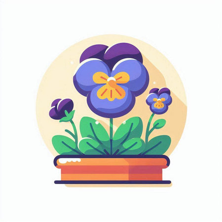 Flowers in a pot. Vector illustration in a flat style.のイラスト素材