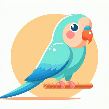 Cute blue parrot isolated on white background. Vector illustration.のイラスト素材