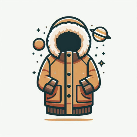 Vector illustration of a warm winter jacket with a hood. Cartoon style.のイラスト素材