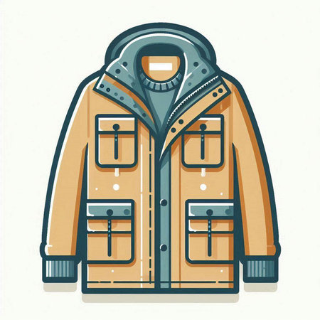 Winter jacket isolated on white background. Vector illustration in flat style.のイラスト素材