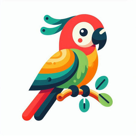 Cute parrot isolated on white background. Vector illustration in cartoon style.のイラスト素材