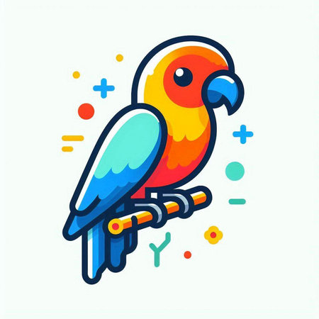 Colorful parrot icon, vector illustration. Flat design style.のイラスト素材