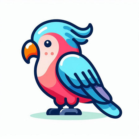 Cute parrot isolated on white background. Vector illustration in cartoon style.のイラスト素材