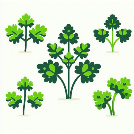 Illustration of a set of parsley leaves on a white backgroundのイラスト素材