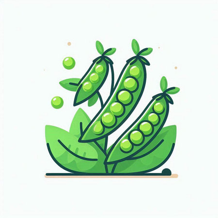 Peas icon. Vector illustration of green peas in flat style.のイラスト素材