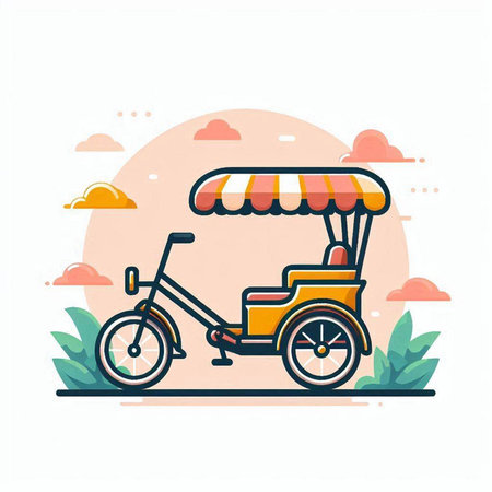 Tuk tuk, vector illustration, flat design style, vector iconのイラスト素材