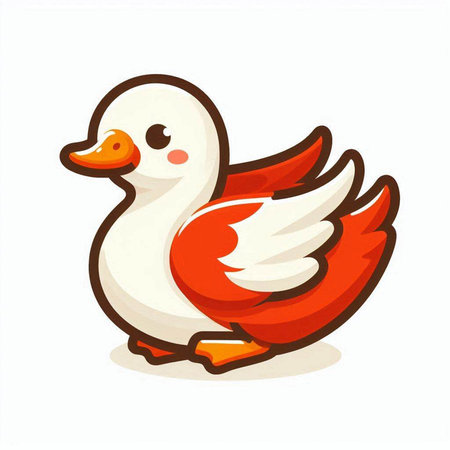 Cute cartoon duck isolated on a white background. Vector illustration.のイラスト素材