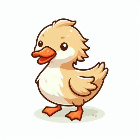 Illustration of a cute duckling on a white background, vectorのイラスト素材
