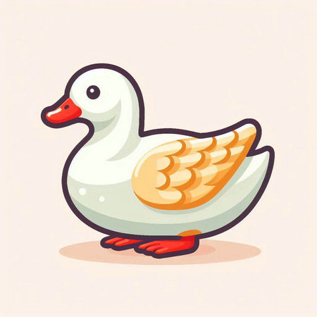 Cartoon duck. Vector illustration of a duck on a light background.のイラスト素材