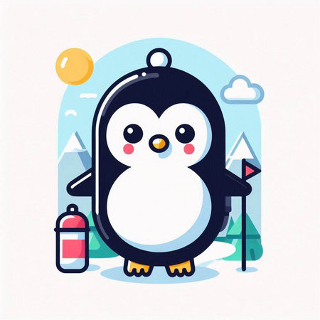 Cute penguin vector illustration. Cartoon penguin character design.のイラスト素材