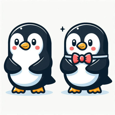 Cute penguin with bow tie. Vector illustration in cartoon style.のイラスト素材
